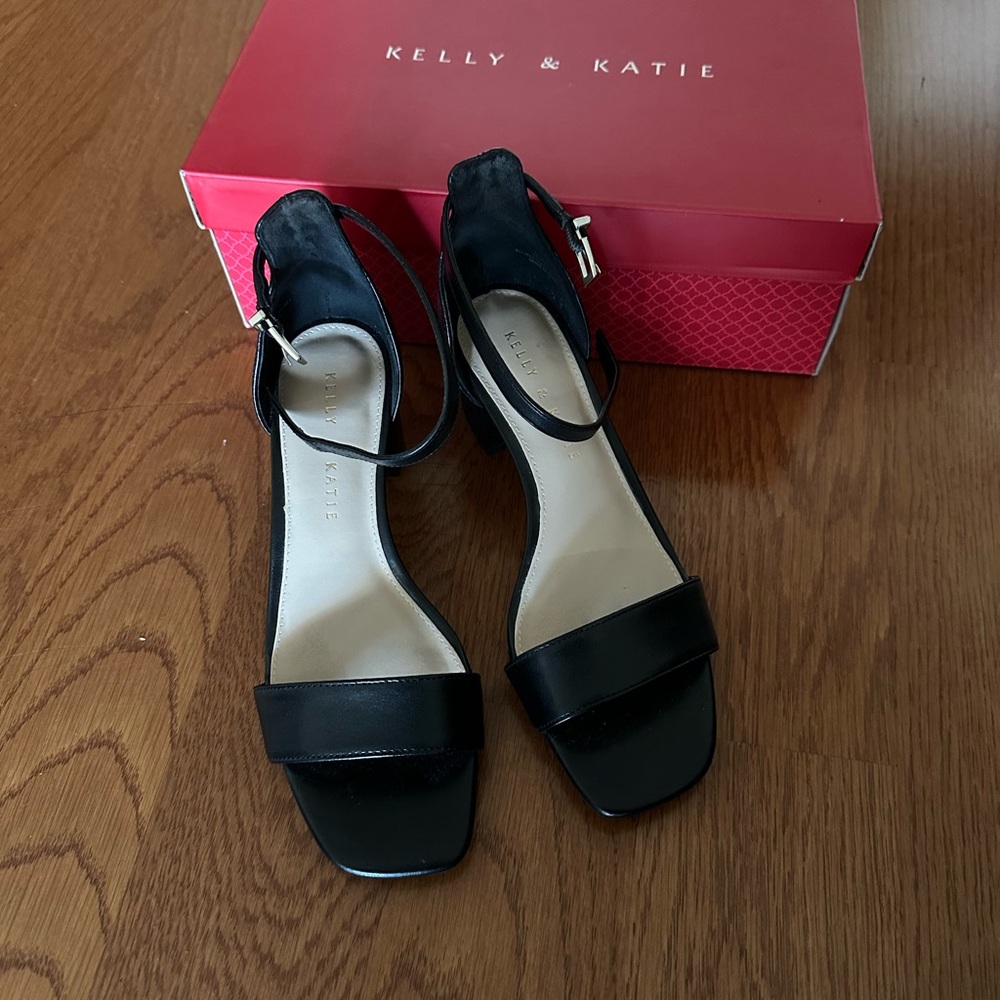 Kelly & Katie - Black Ankle Strap Block Heels | Size: 7 | Brand New